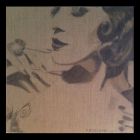 Belle Lada Bitume de judée et mine de plomb sur toile de Lin brut Format 60 x60cm