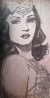 Dolly Lamour, Bitume de judée et mine de plomb sur toile de Lin brut Format 1M x 50 cm
