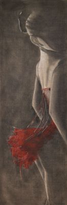 Mine de plomb et huile sur toile de Lin format 150cm x 50cm
