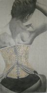 Corset Doré Bitume de judée et mine de plomb sur toile de Lin brut Format 1M x 50 cm