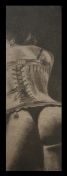 Chute de reins Bitume de judée et mine de plomb sur toile de Lin brut Format 60cm x 20 cm