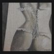 "Corset de dos 2" Bitume de judée et mine de plomb sur toile de Lin brut 40 x 40 cm.