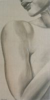 Format 1mx50cm Bitume de judé et Mine de plomb sur toile de Lin